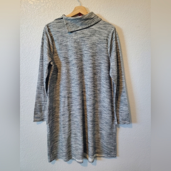 Pure Jill Gray Long Sleeve Funnel Neck Cotton Shift Knit Sweater Dress Medium - Picture 3 of 4